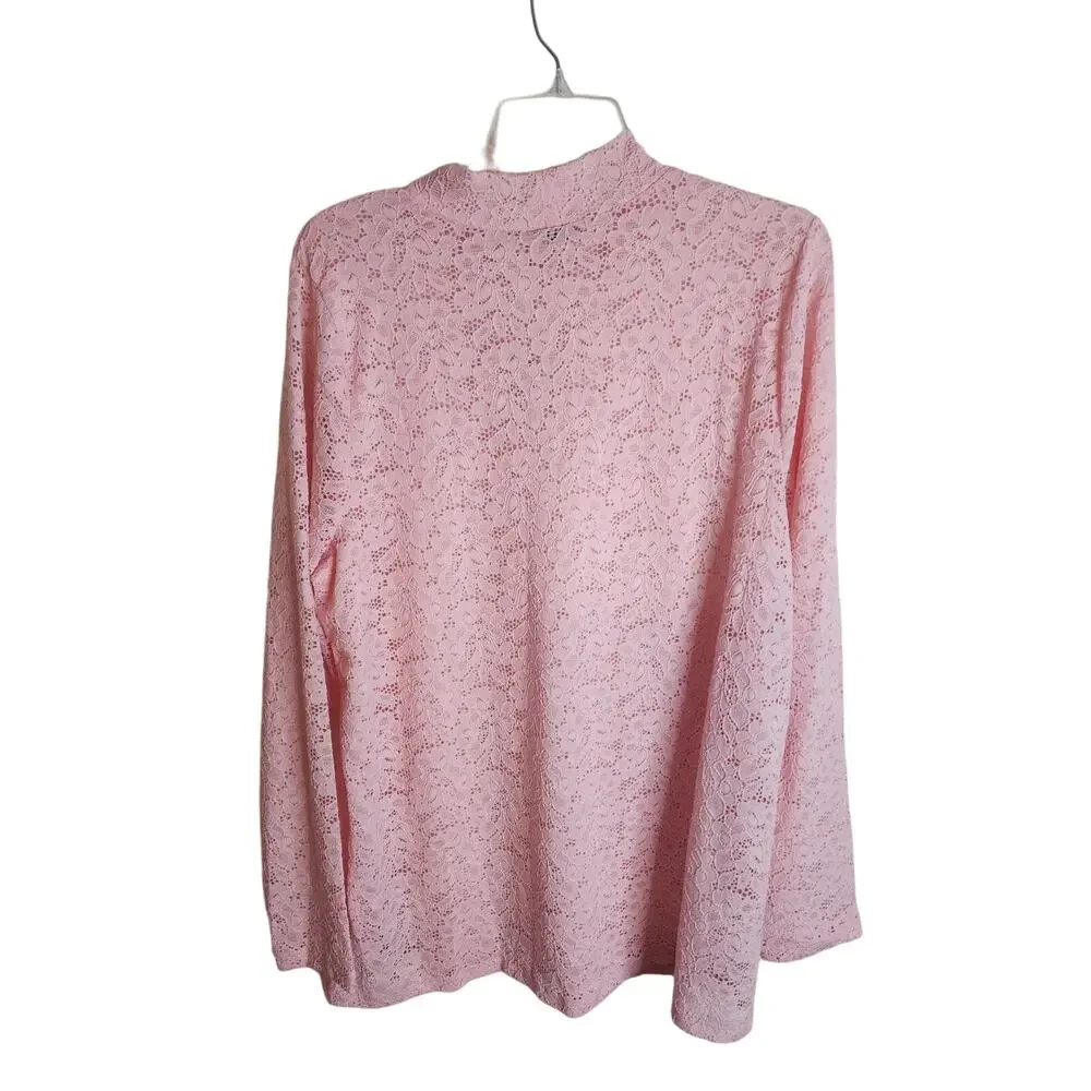 Torrid Almond Blossom Stretch Lace Mock Neck Long Sleeve Blouse, NWT, 2X